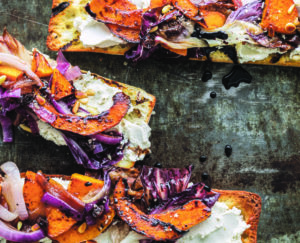 Cafe Gratitude’s Grilled Vegetable Bruschetta with Caramelized Onions