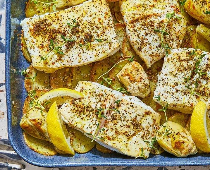 One Pan, All the Flavors. Suzy’s Za’atar-Baked Halibut is a Game-Changer
