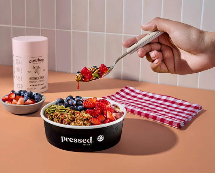 Cowboy colostrum and Pressed juicery bowl