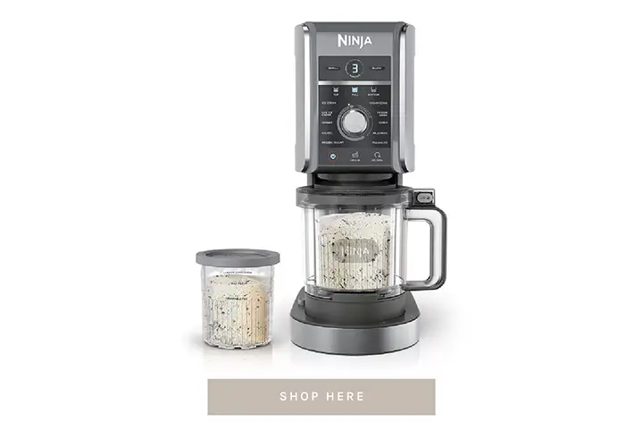 Ninja CREAMi Deluxe ice cream maker on kitchen counter