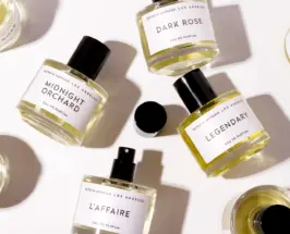 Octavia Morgan Los Angeles perfume collection featuring Midnight Orchard, Dark Rose, Legendary, and L’Affaire eau de parfum.