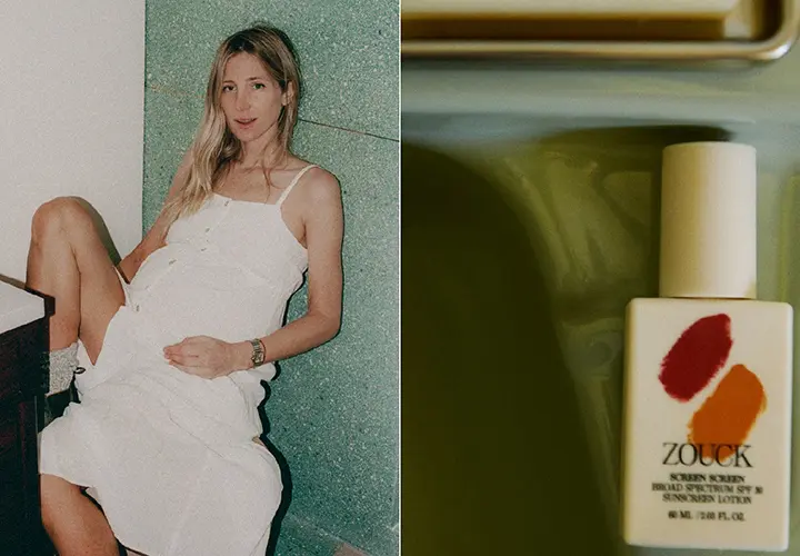 Polly Silverman pictured beside Zouck Screen Screen mineral sunscreen