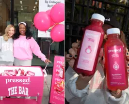 Pressed Juicery and The Bar's Pink Dragon Fruit drinks at their pink breast health awareness campaign.